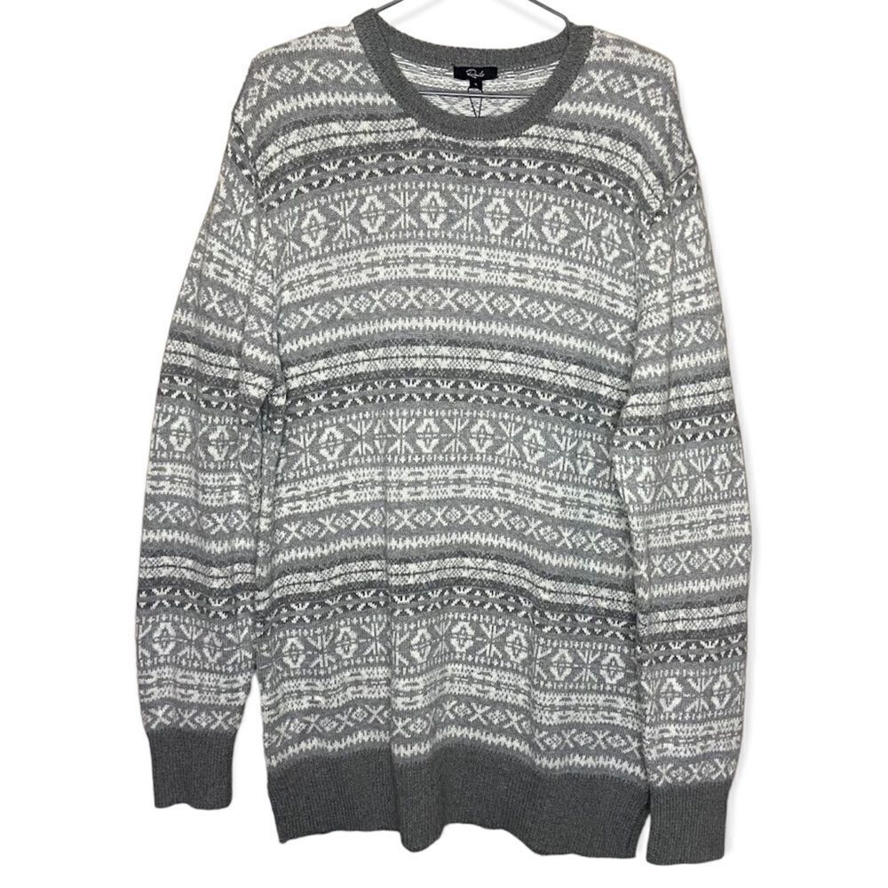 Rails NWT Grey/White Carlisle Silver Icicle Christmas Knit Sweater Size Large